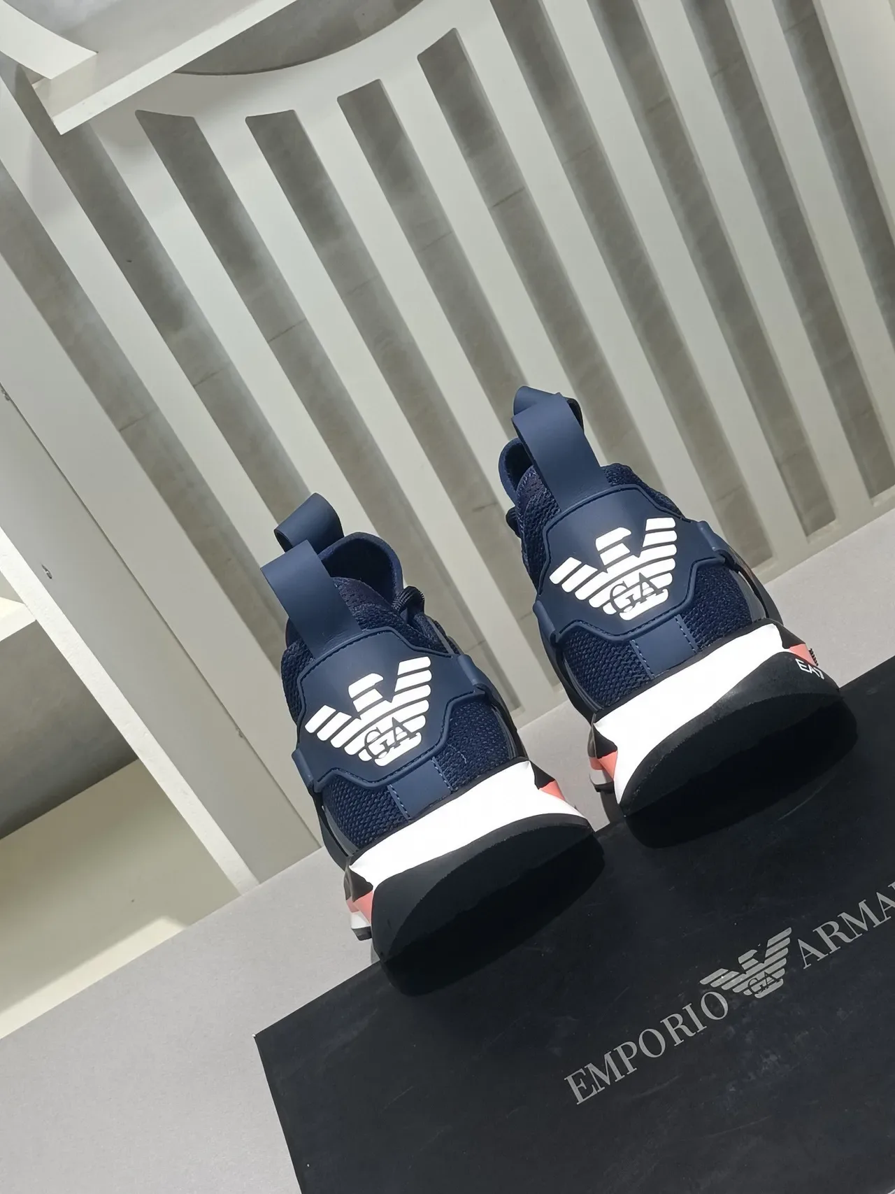 Emporio Armani EA7 Navy Blue and Orange Lifestyle Sneakers 6