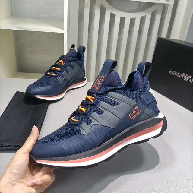 Emporio Armani EA7 Navy Blue and Orange Lifestyle Sneakers 9