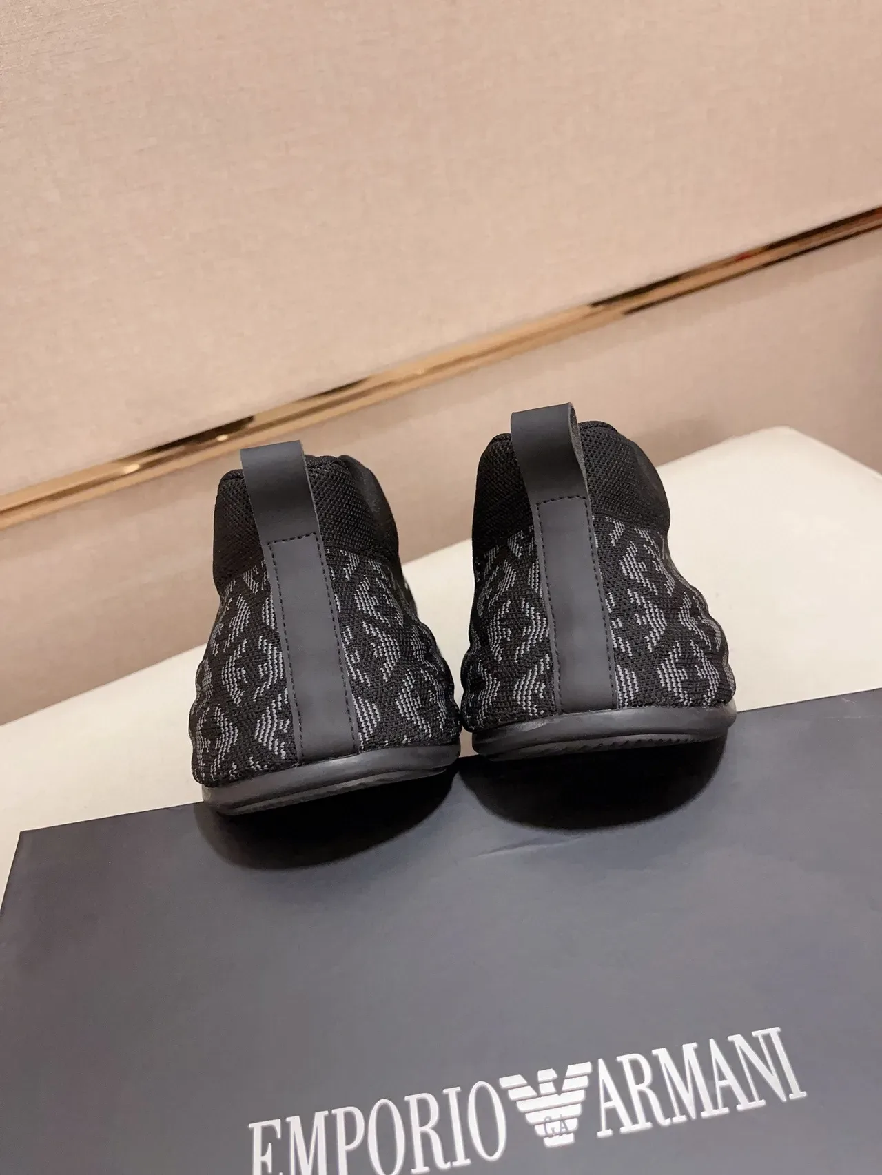 Emporio Armani Knit Monogram Eagle Logo Black Lifestyle Sneakers 8