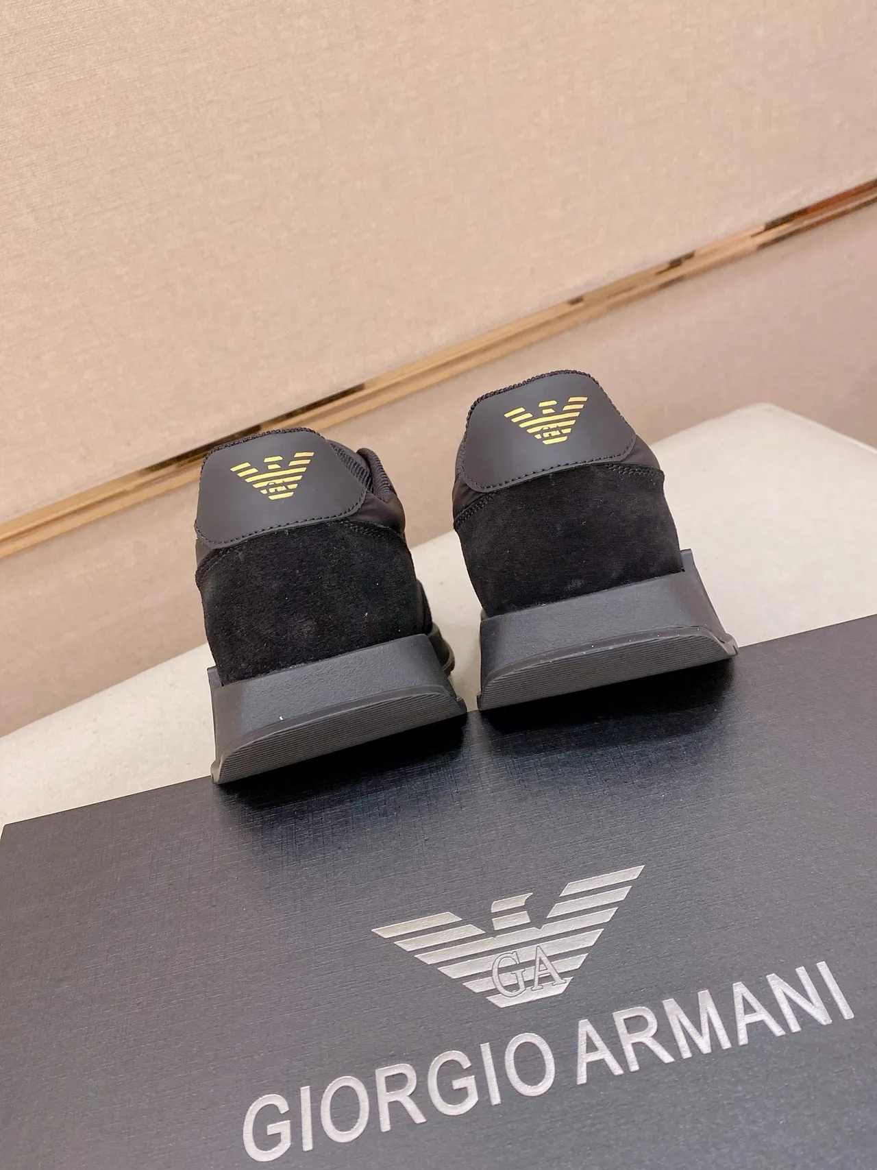 Emporio Armani Monochrome Mixed-Material Lifestyle Sneakers 3