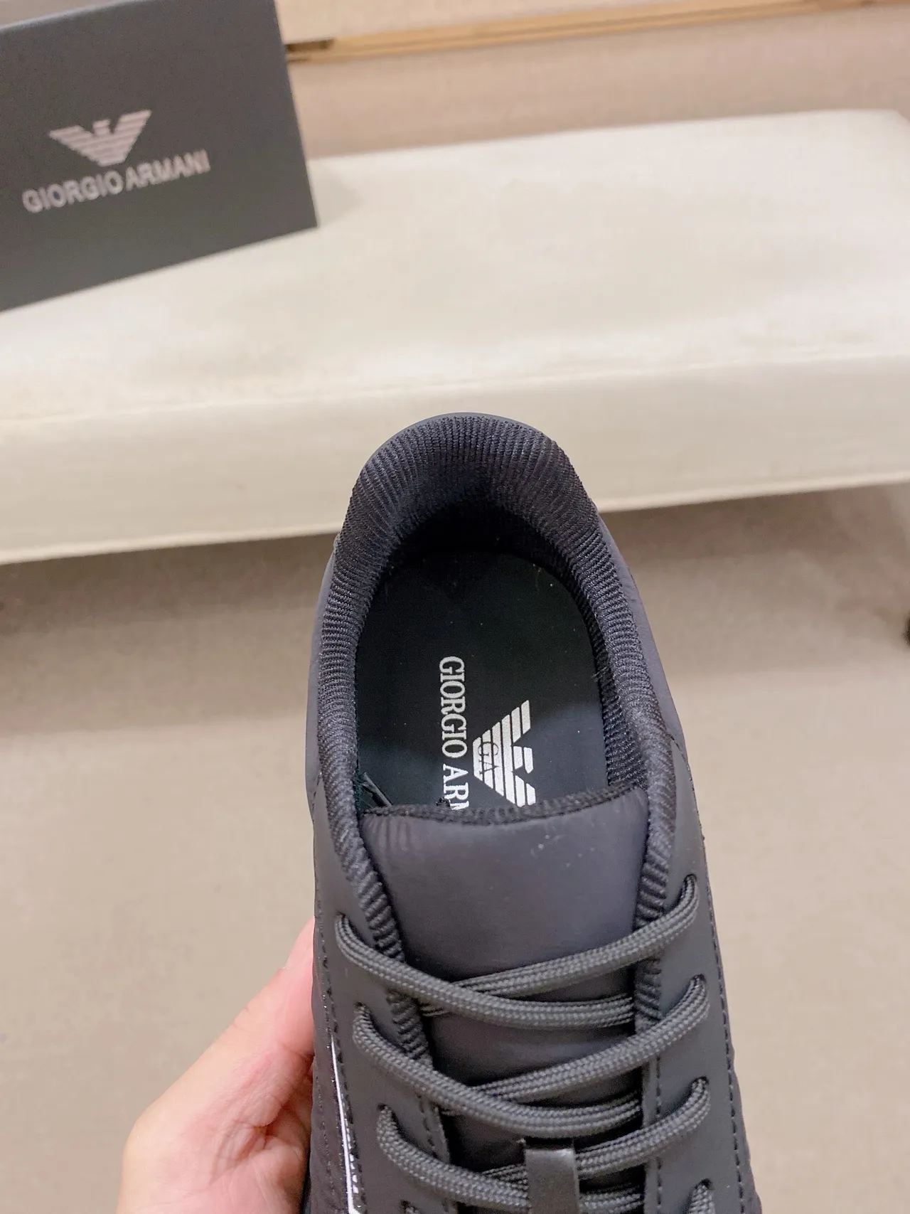 Emporio Armani Monochrome Mixed-Material Lifestyle Sneakers 4