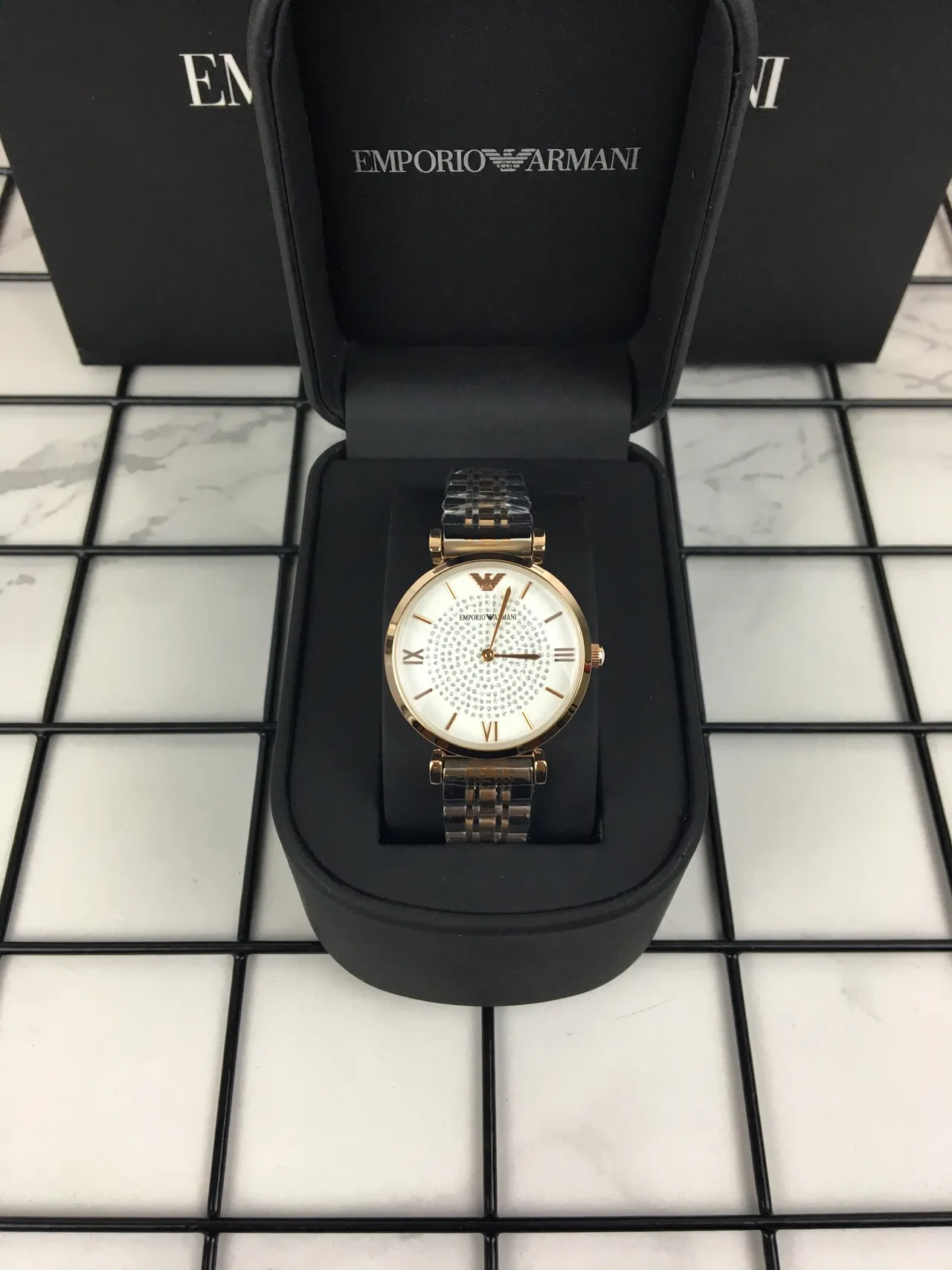 Emporio Armani Silver Gold Two-Tone Stainless Steel Crystal-Dial Quartz Watch 4