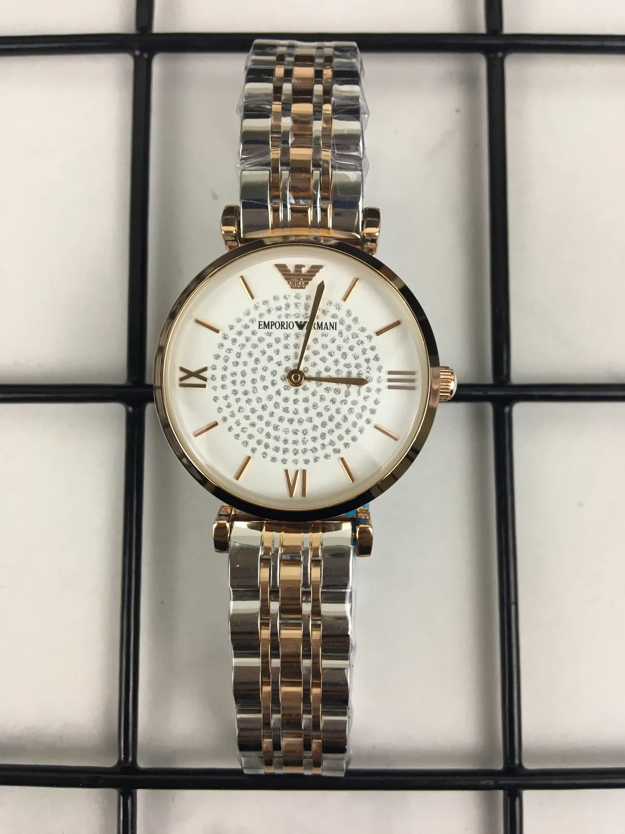 Emporio Armani Silver Gold Two-Tone Stainless Steel Crystal-Dial Quartz Watch 5