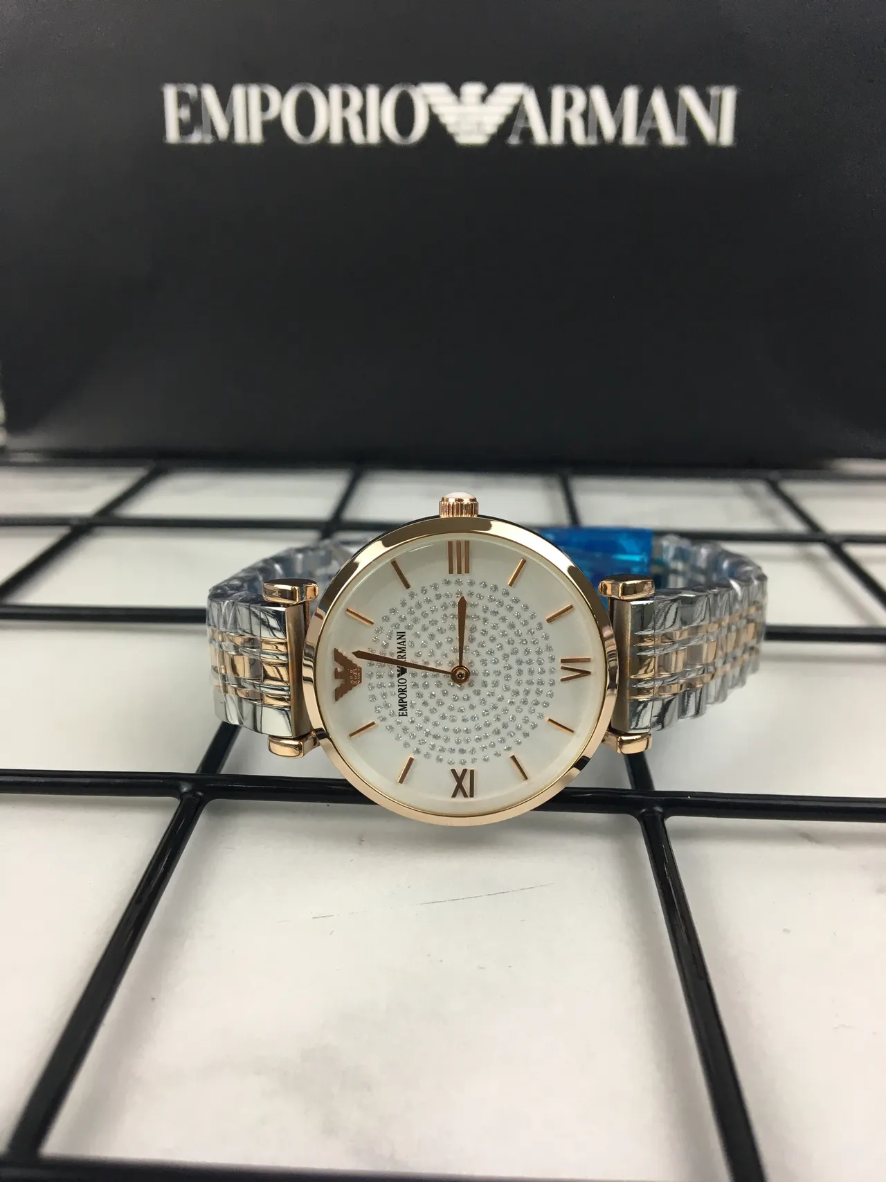 Emporio Armani Silver Gold Two-Tone Stainless Steel Crystal-Dial Quartz Watch 6
