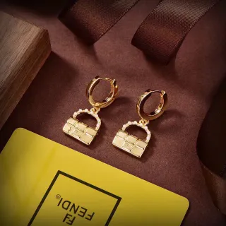 Fendi Baguette-Inspired Pearl-Trimmed Gold Hoop Earrings