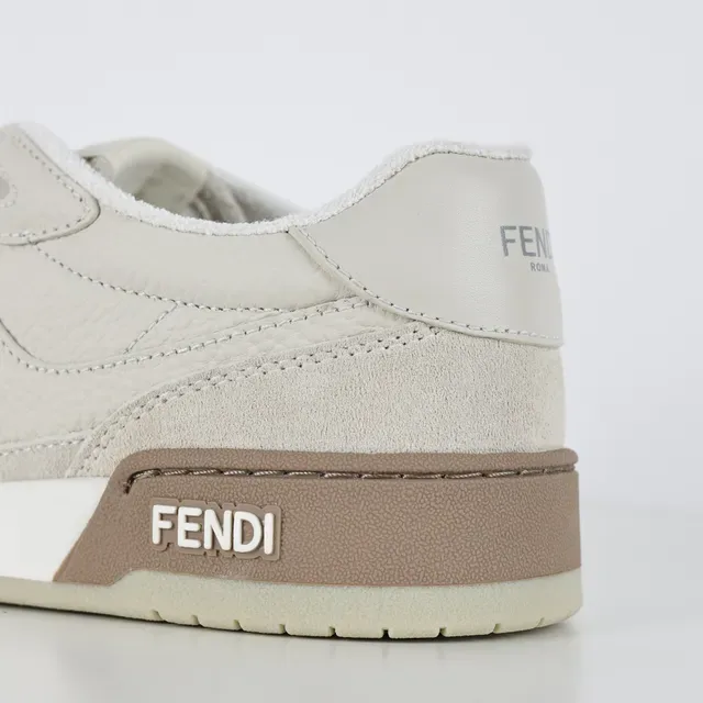 Fendi Beige Marron Baskets Lifestyle Basses Texturisées Cuir-Suede 4