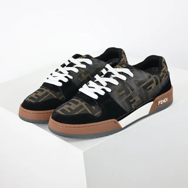 Fendi Chaussures lifestyle noir et marron avec upper en toile monogrammée et suede layered multi-tone midsole semelle intermédiaire multicouche multi-teinte 2