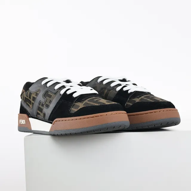 Fendi Chaussures lifestyle noir et marron avec upper en toile monogrammée et suede layered multi-tone midsole semelle intermédiaire multicouche multi-teinte 3