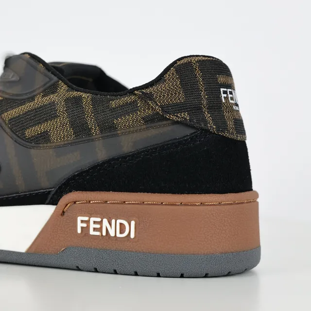 Fendi Chaussures lifestyle noir et marron avec upper en toile monogrammée et suede layered multi-tone midsole semelle intermédiaire multicouche multi-teinte 4