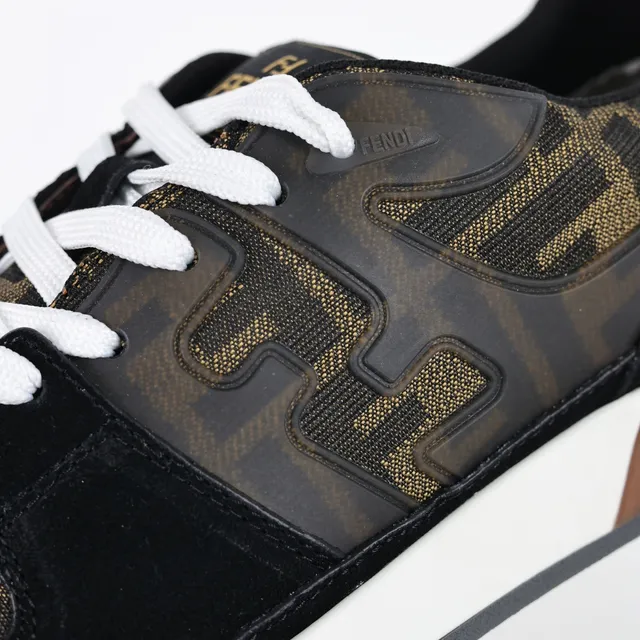 Fendi Chaussures lifestyle noir et marron avec upper en toile monogrammée et suede layered multi-tone midsole semelle intermédiaire multicouche multi-teinte 6