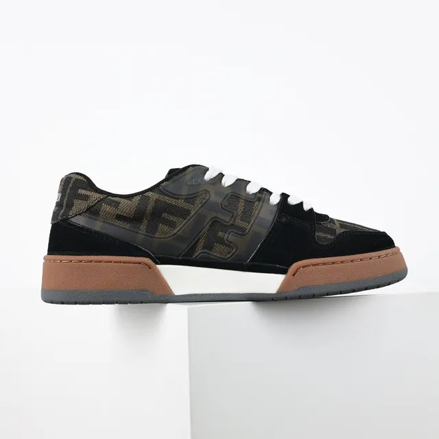 Fendi Chaussures lifestyle noir et marron avec upper en toile monogrammée et suede layered multi-tone midsole semelle intermédiaire multicouche multi-teinte 7