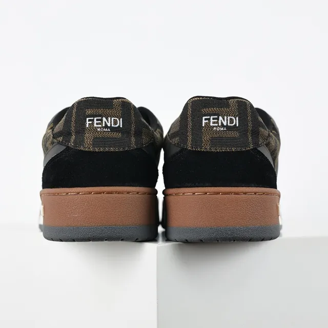 Fendi Chaussures lifestyle noir et marron avec upper en toile monogrammée et suede layered multi-tone midsole semelle intermédiaire multicouche multi-teinte 8