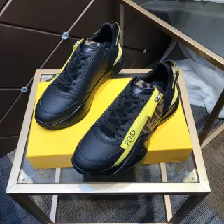 Fendi Black Yellow Chunky Sole Side Zipper Lifestyle Sneakers