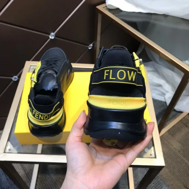 Fendi Noir Jaune Semelle épaisse Fermeture éclair latérale Chaussures lifestyle 6