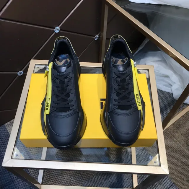 Fendi Noir Jaune Semelle épaisse Fermeture éclair latérale Chaussures lifestyle 9