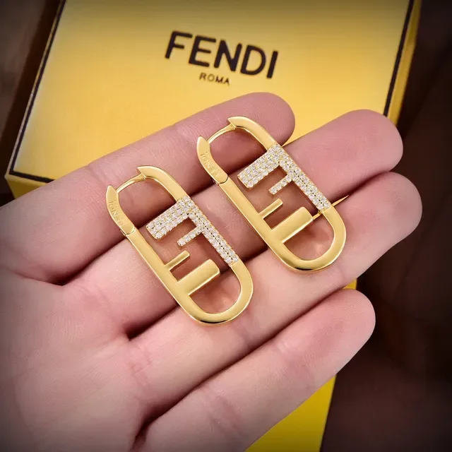 Fendi FF Logo Crystal-Pavé Boucles d'oreilles créoles en or 5