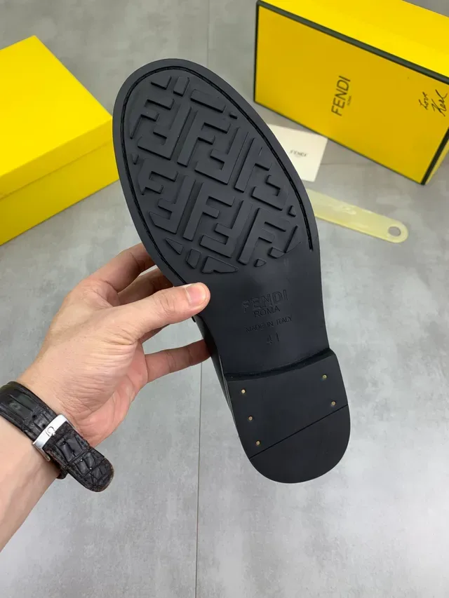 Mocassim Fendi FF Logo Preto Couro e Têxtil FF 2