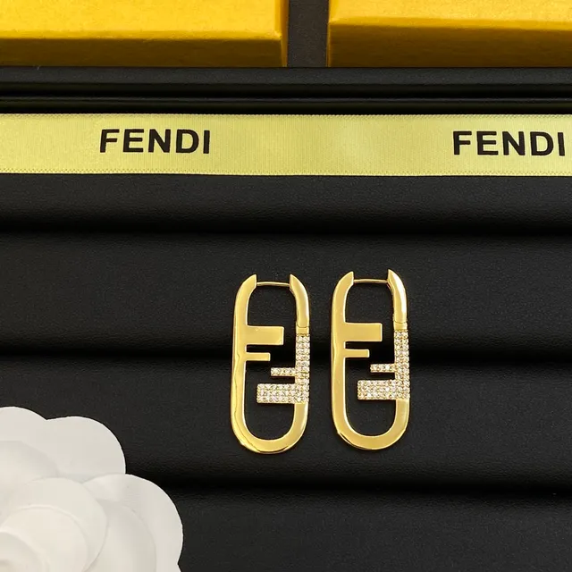 Fendi FF Logo Créoles ovales à cristaux Pavé 2