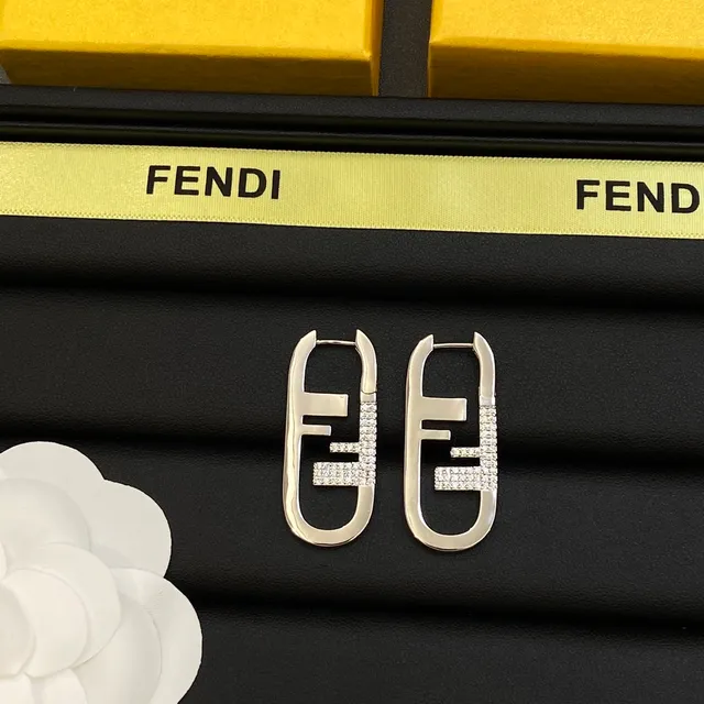 Fendi FF Logo Créoles ovales à cristaux Pavé 3