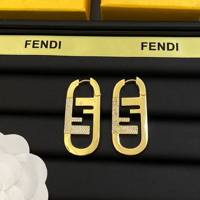 Fendi FF Logo Créoles ovales à cristaux Pavé 4