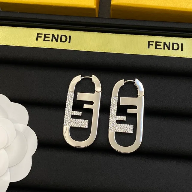 Fendi FF Logo Créoles ovales à cristaux Pavé 5