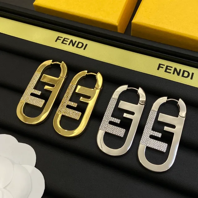 Fendi FF Logo Créoles ovales à cristaux Pavé 6