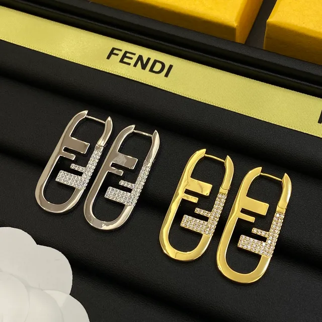 Fendi FF Logo Créoles ovales à cristaux Pavé 7