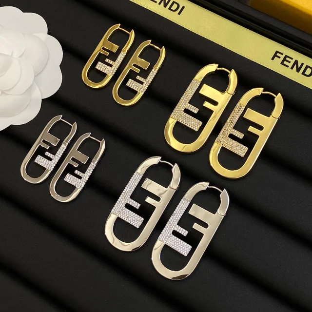 Fendi FF Logo Créoles ovales à cristaux Pavé 8