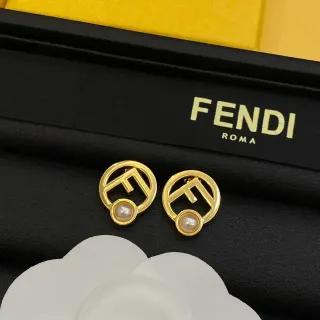 Fendi FF Logo Pearl Stud Earrings