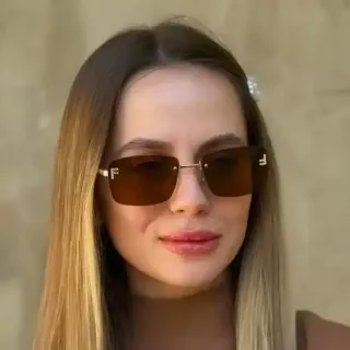 Fendi FF Rectangular Crystal-Embellished Brown Gradient Sunglasses