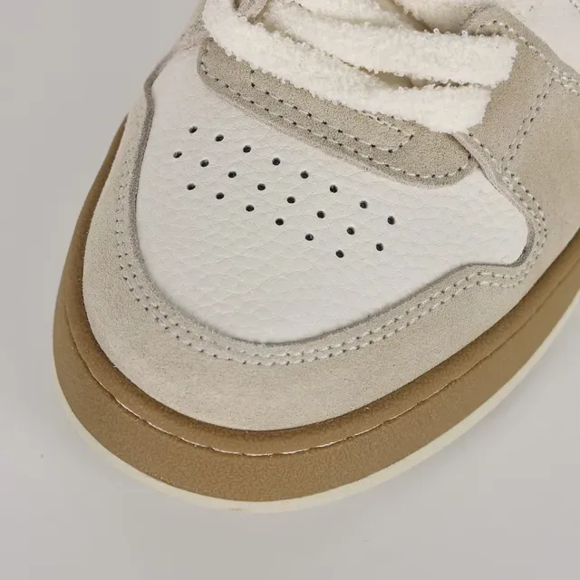 Fendi First High Off-White and Beige Suede Lifestyle Sneakers 5