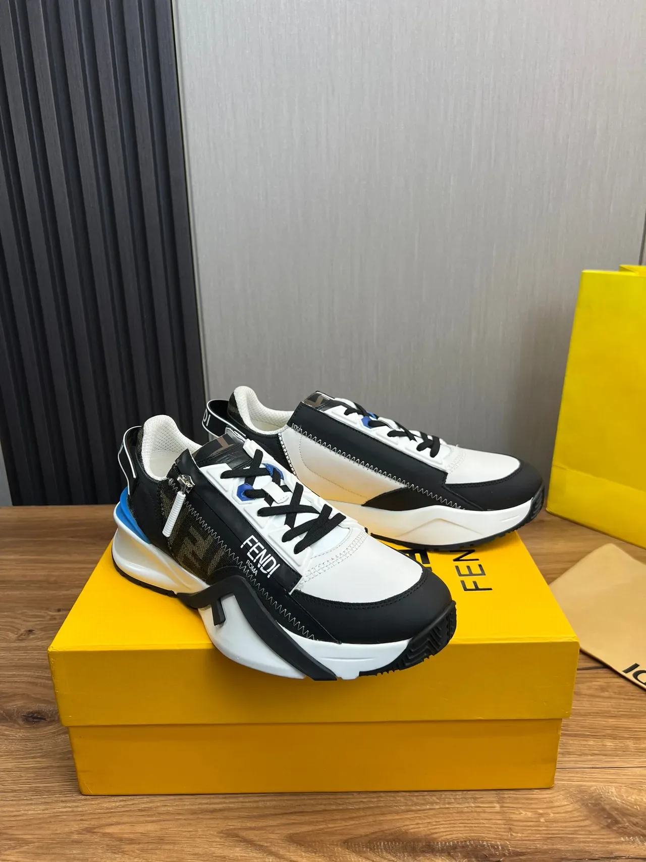 Fendi First White Black Blue FF Monogram Chunky Sneakers 2