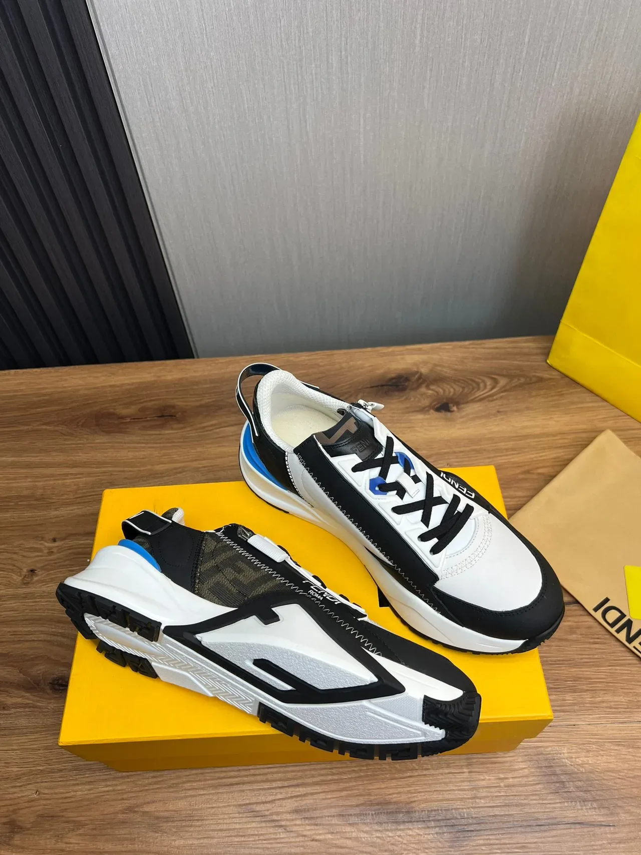 Fendi First White Black Blue FF Monogram Chunky Sneakers 5