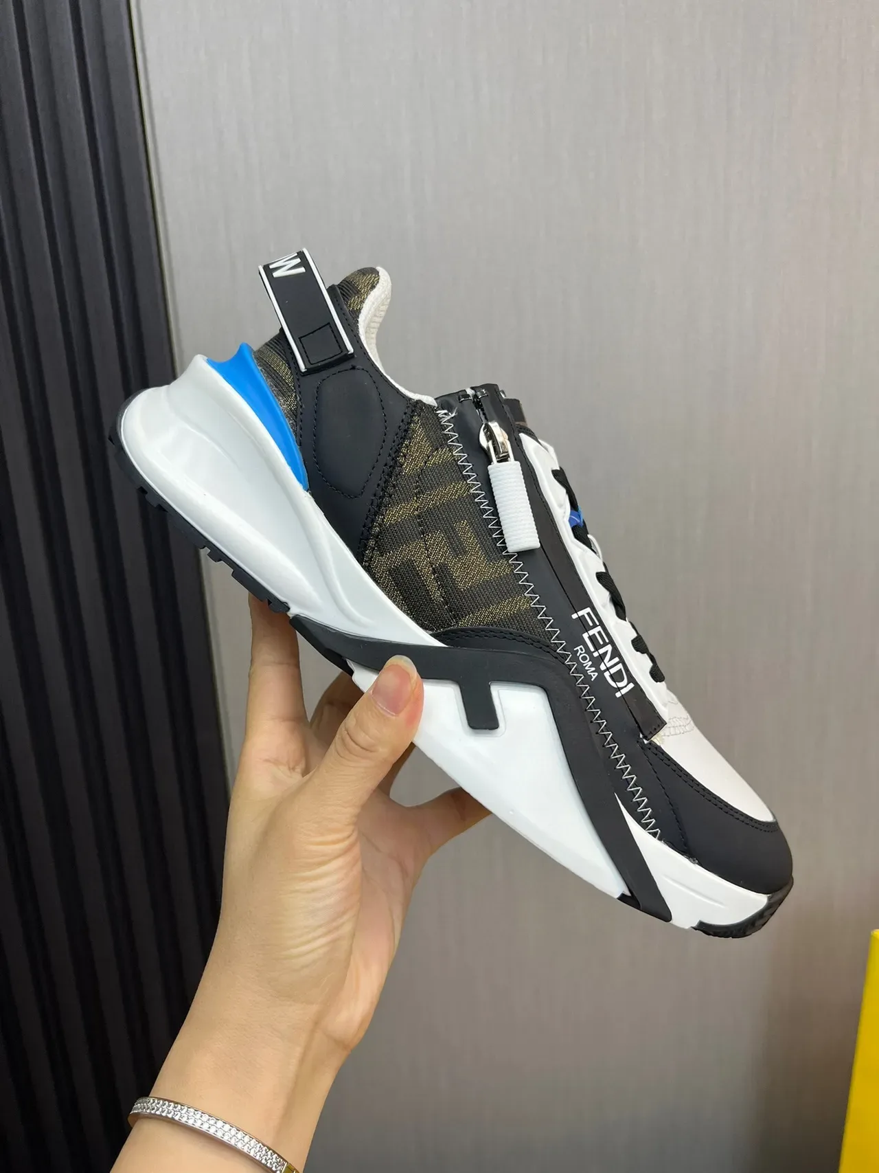 Fendi First White Black Blue FF Monogram Chunky Sneakers 6