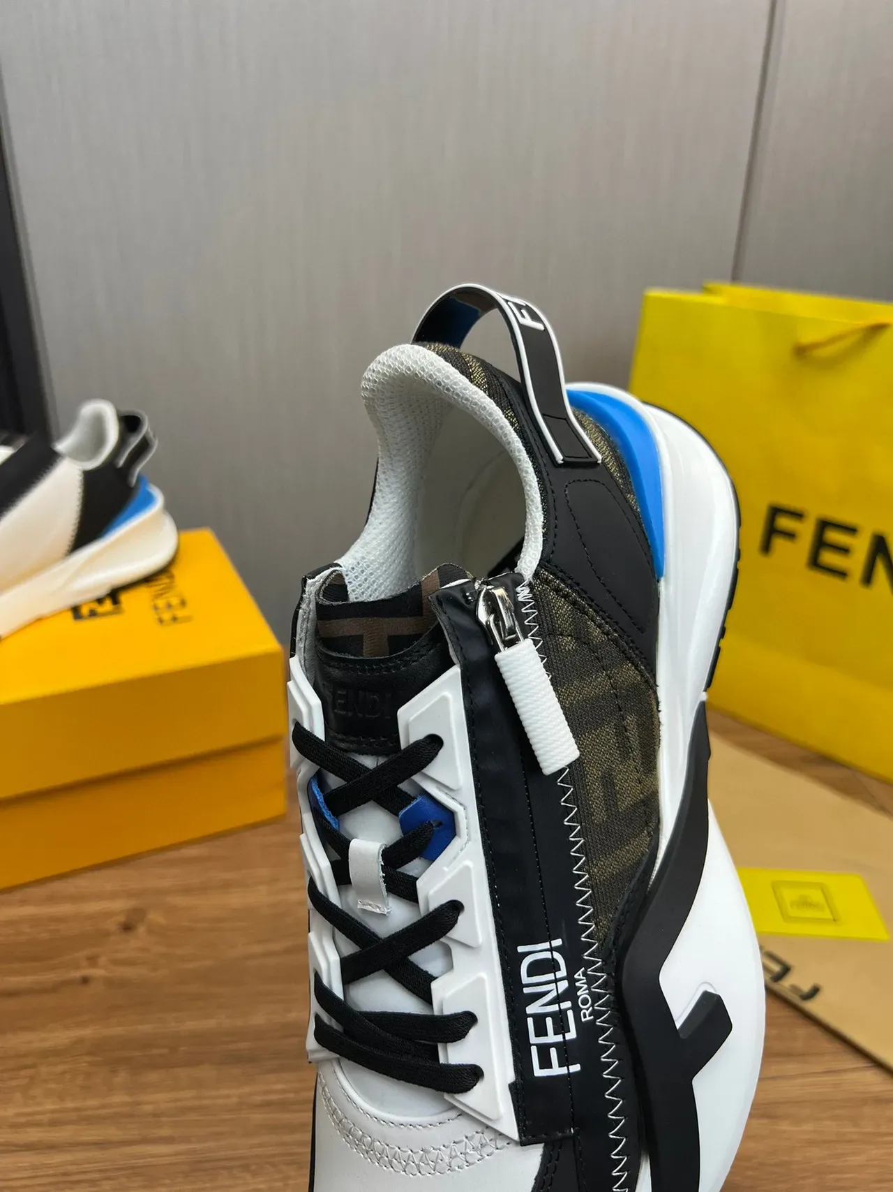 Fendi First White Black Blue FF Monogram Chunky Sneakers 8