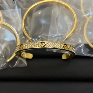 Fendi Gold Silver Pavé-Crystal Bracelet