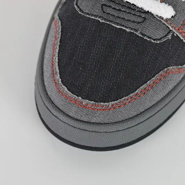 Fendi Cinza Vermelho Oversized FF Logo Painéis de Lona e Couro em Camadas Lifestyle Sneakers 5