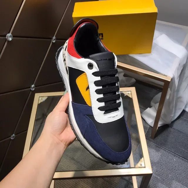 Fendi Navy Multicolor Color-Blocked Multi-Material Lifestyle Sneakers 1