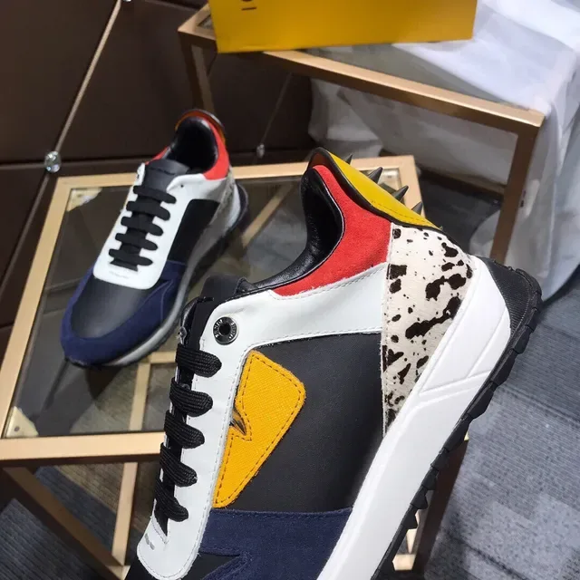Fendi Navy Multicolor Color-Blocked Multi-Material Lifestyle Sneakers 5