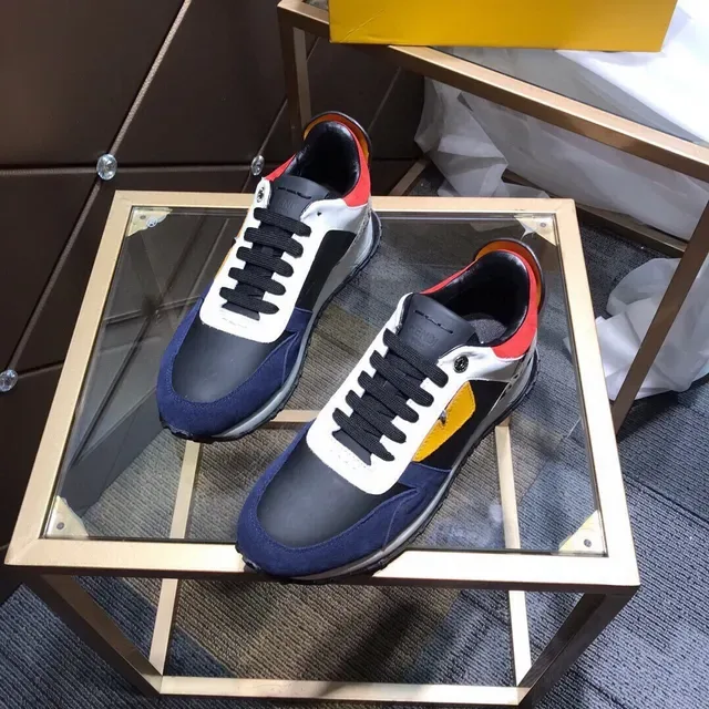 Fendi Navy Multicolor Color-Blocked Multi-Material Lifestyle Sneakers 7