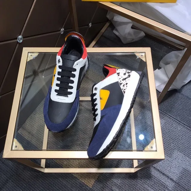 Fendi Navy Multicolor Color-Blocked Multi-Material Lifestyle Sneakers 8