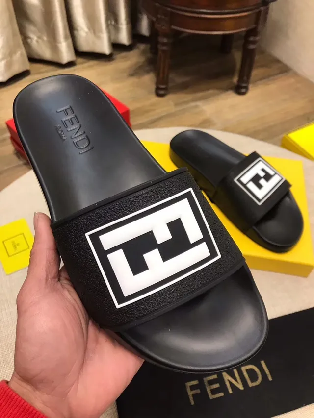Fendi Slide White Red Blue Logo Slippers 6