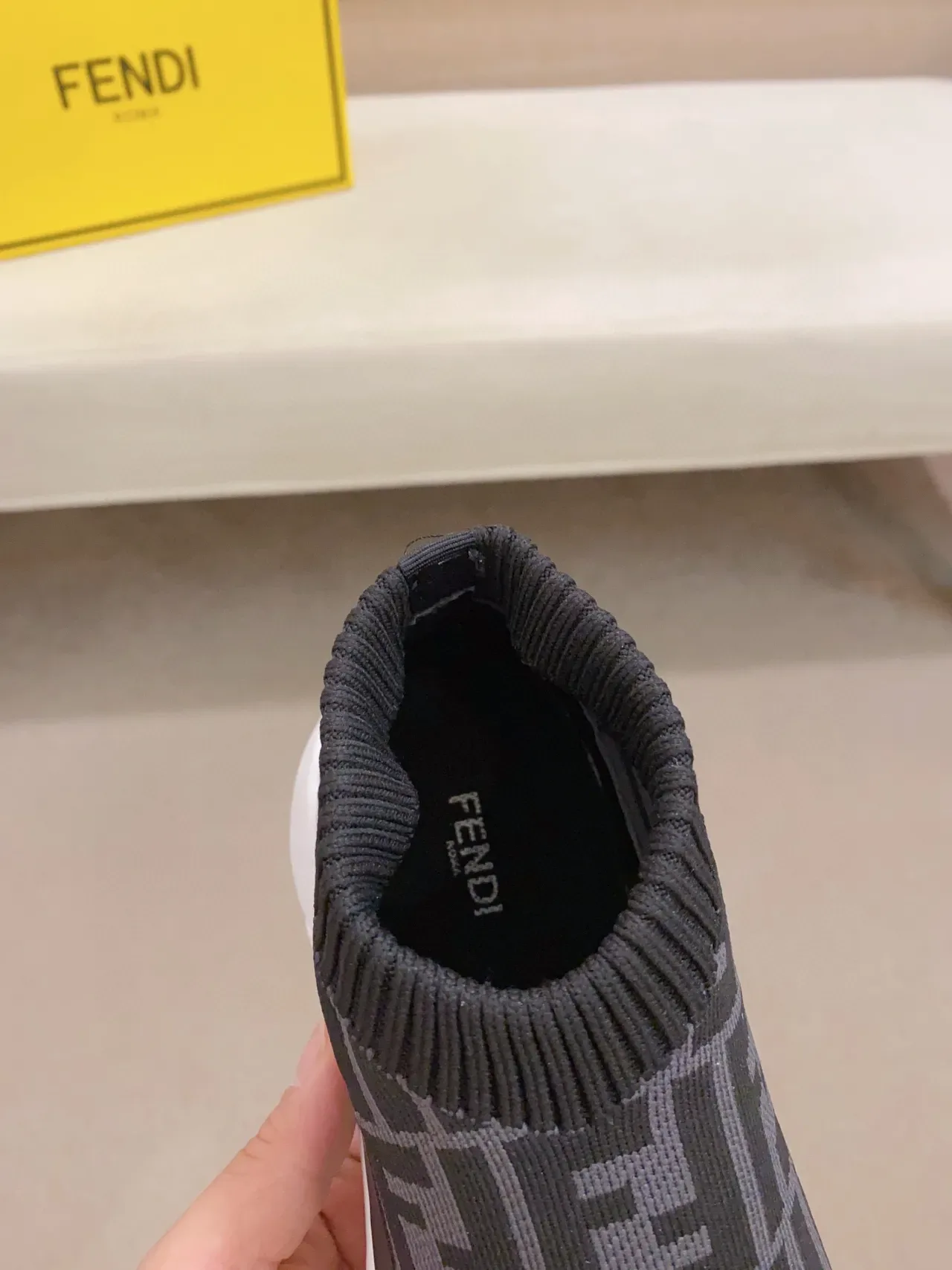 Fendi Speed Trainer Tênis Preto FF Monogram Estilo Meia Chunky 4