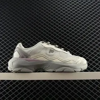 Fila FILA FUSION White Gray Purple Layered Mesh Chunky Sneakers