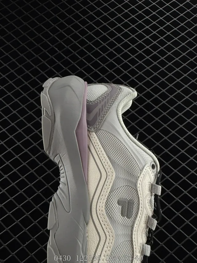Fila FILA FUSION White Gray Purple Layered Mesh Chunky Sneakers 4