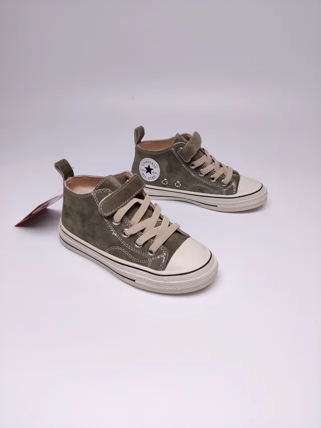 Army Green Beige High-Top Suede Upper Sneakers 2