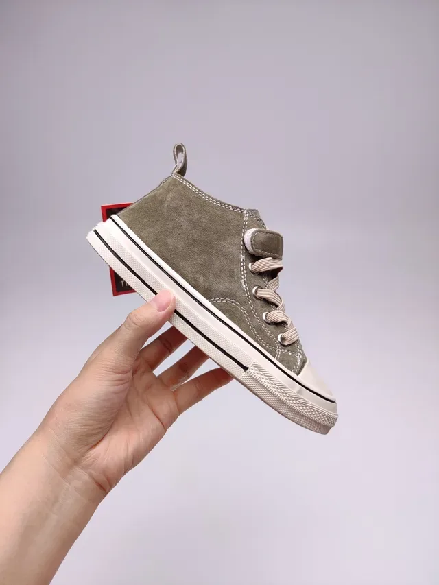 Army Green Beige High-Top Suede Upper Sneakers 6