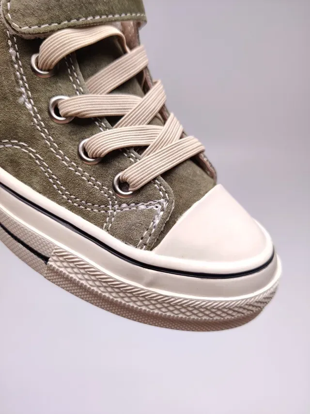 Army Green Beige High-Top Suede Upper Sneakers 7