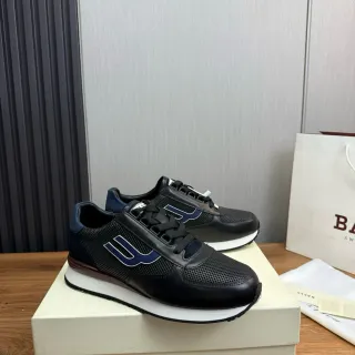 Bally Tênis Preto Marinho De Material Misto Na Parte Superior Com Malha Perforada