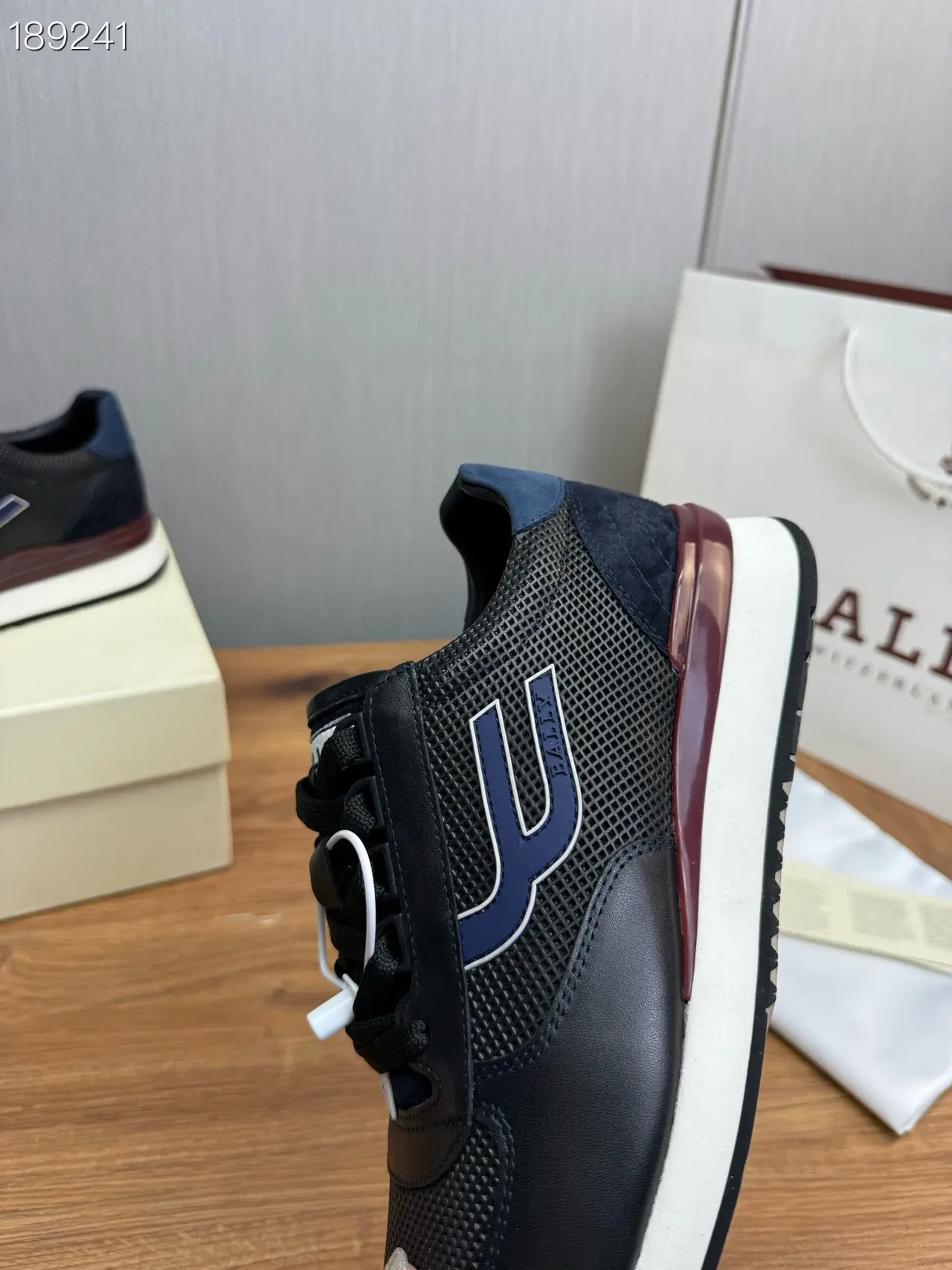 Bally Black Navy Mixed-Material Upper Perforated Mesh Sneakers 3